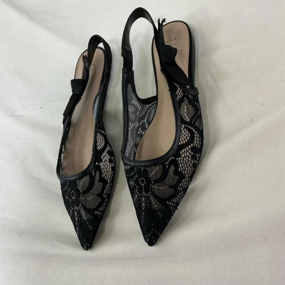 Elegant black‎ lace slingback flats from A New Day